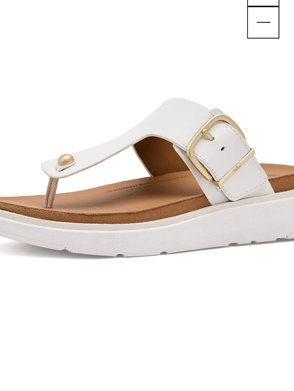 Fitflop Gen FF Urban White Leather Thong Sandal with Gold Buckle size 8.5 EU 40